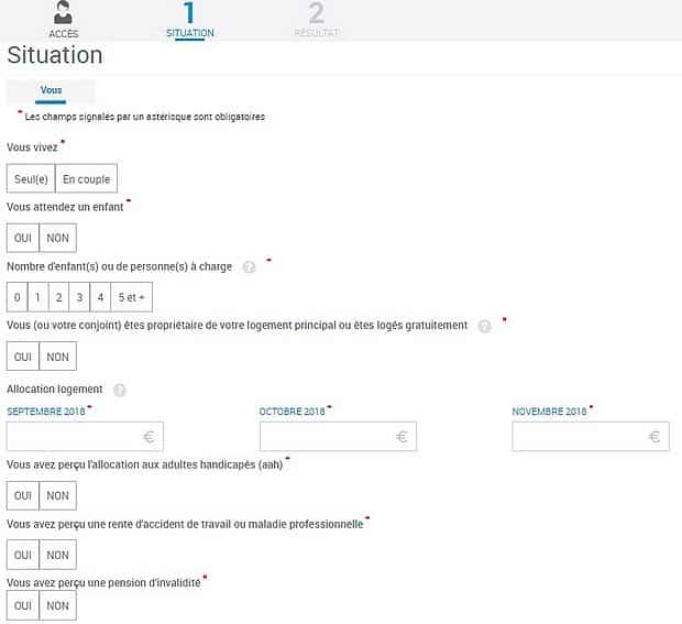 Effectuez la simulation prime activité