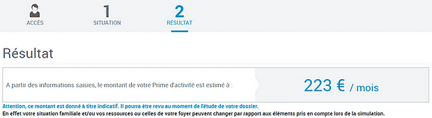 Prime activité : simulateur caf