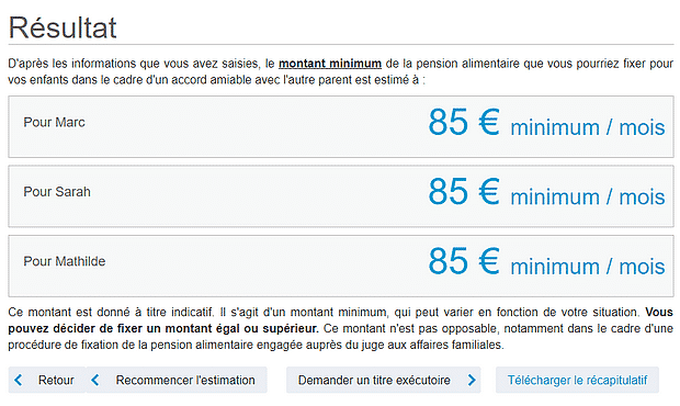 pension alimentaire calcul gratuit