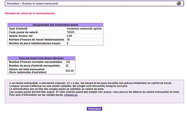 cout nounou simulateur