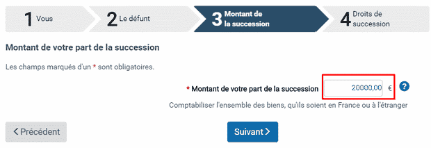 calcul frais de succession