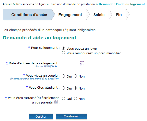 dossier d'aide au logement de la CAF