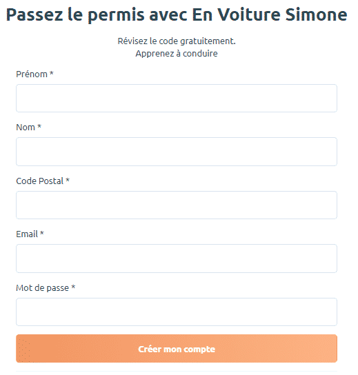 En Voiture Simone : créez votre compte