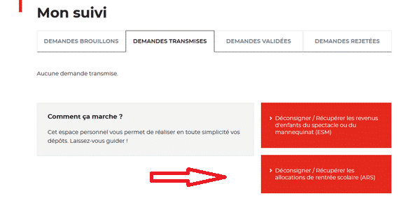 suivi demande remboursement allocation rentrée scolaire