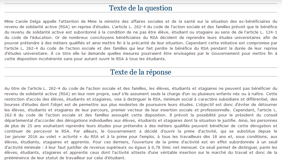 etudes et RSA