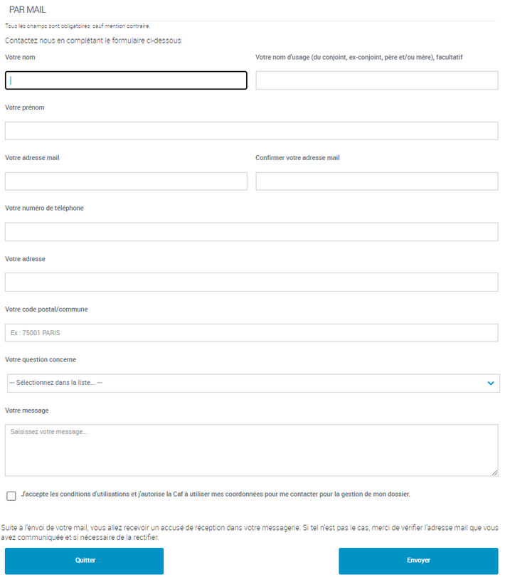 Contacter votre CAF par courriel