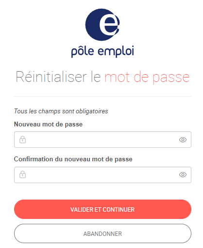 Changer le mot de passe Pôle emploi