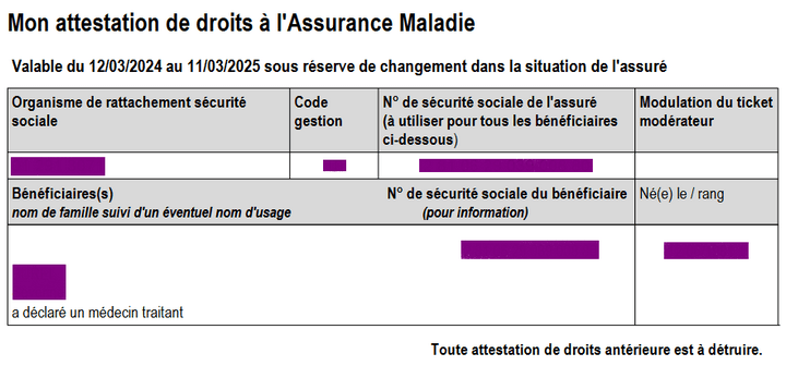 attestation sécurité social