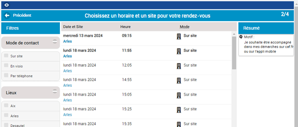 prise de rendez-vous avec la caisse d'allocations familiales