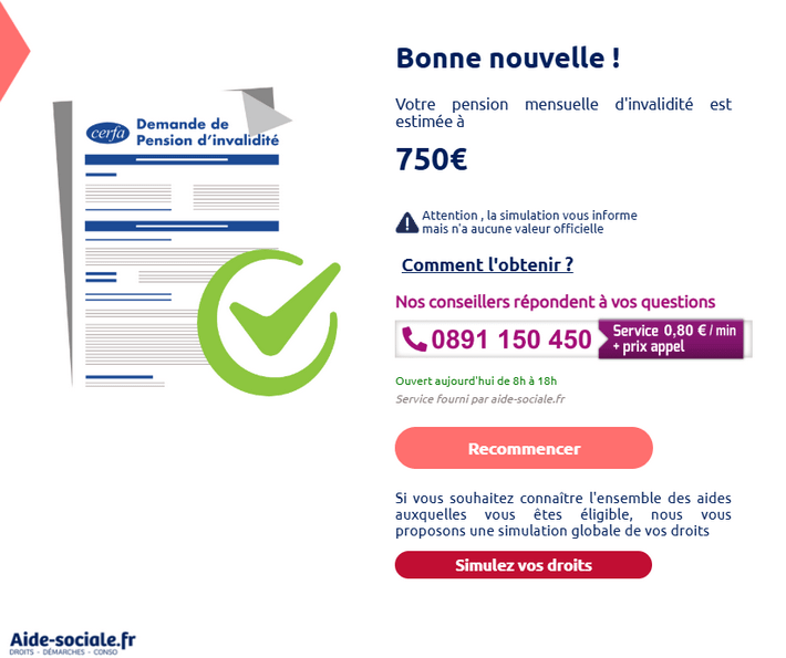 estimer ses droits à la pension d'invalidité