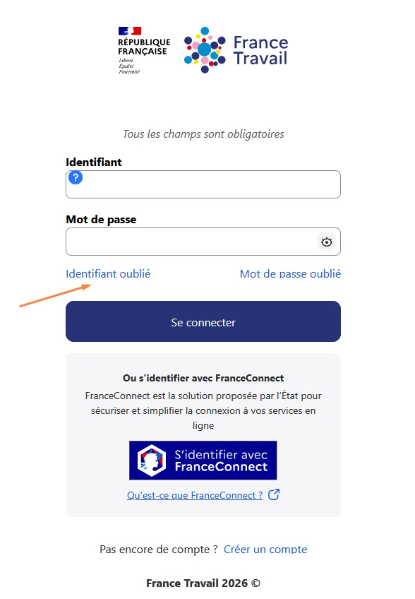 Identifiant France Travail oublié