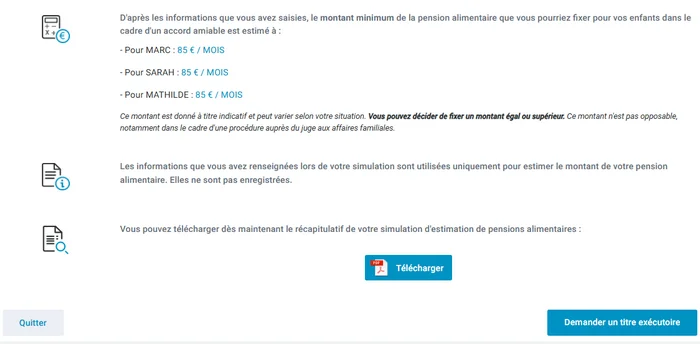pension alimentaire calcul gratuit