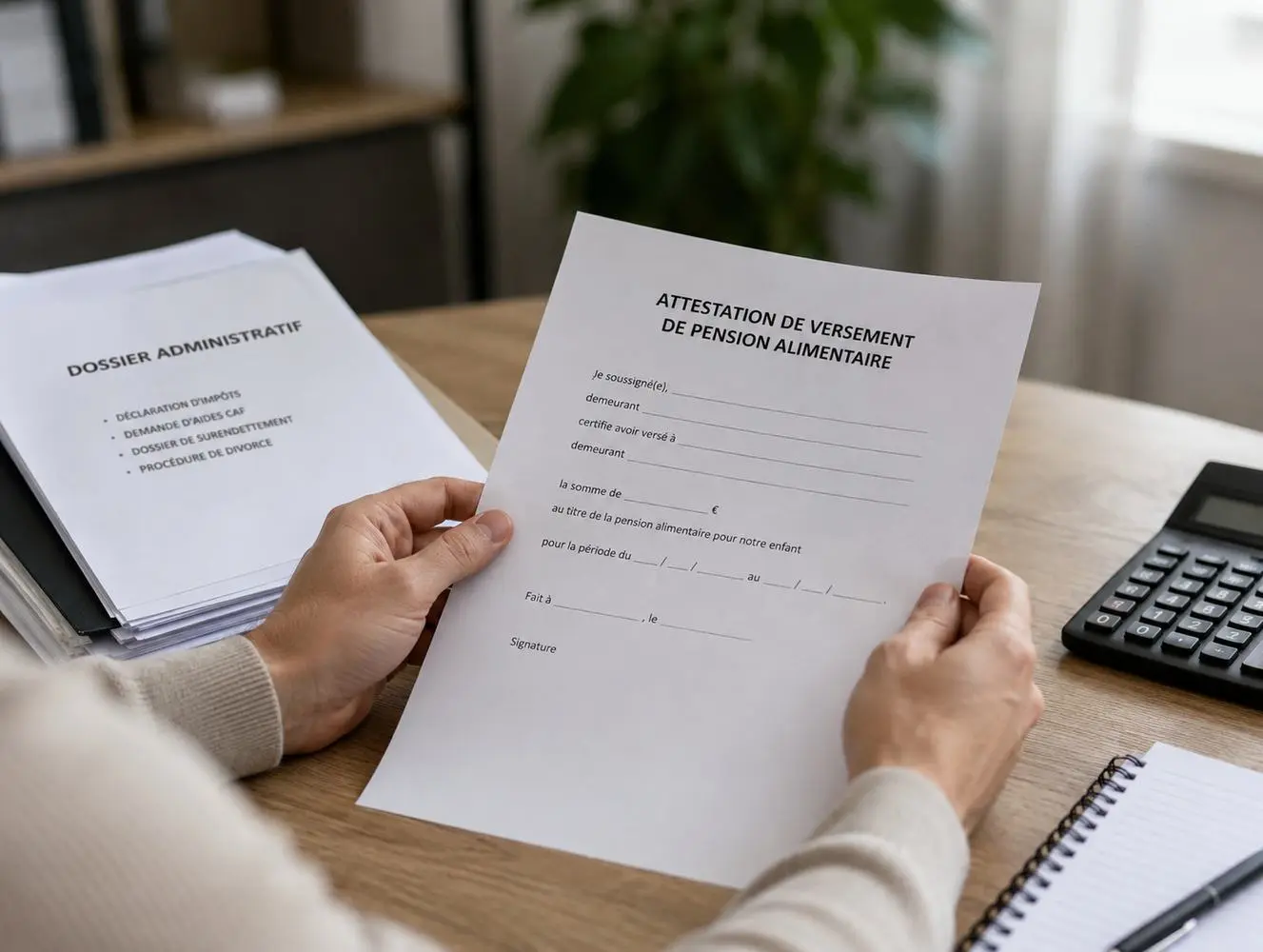 Modèle d'attestation de pension alimentaire